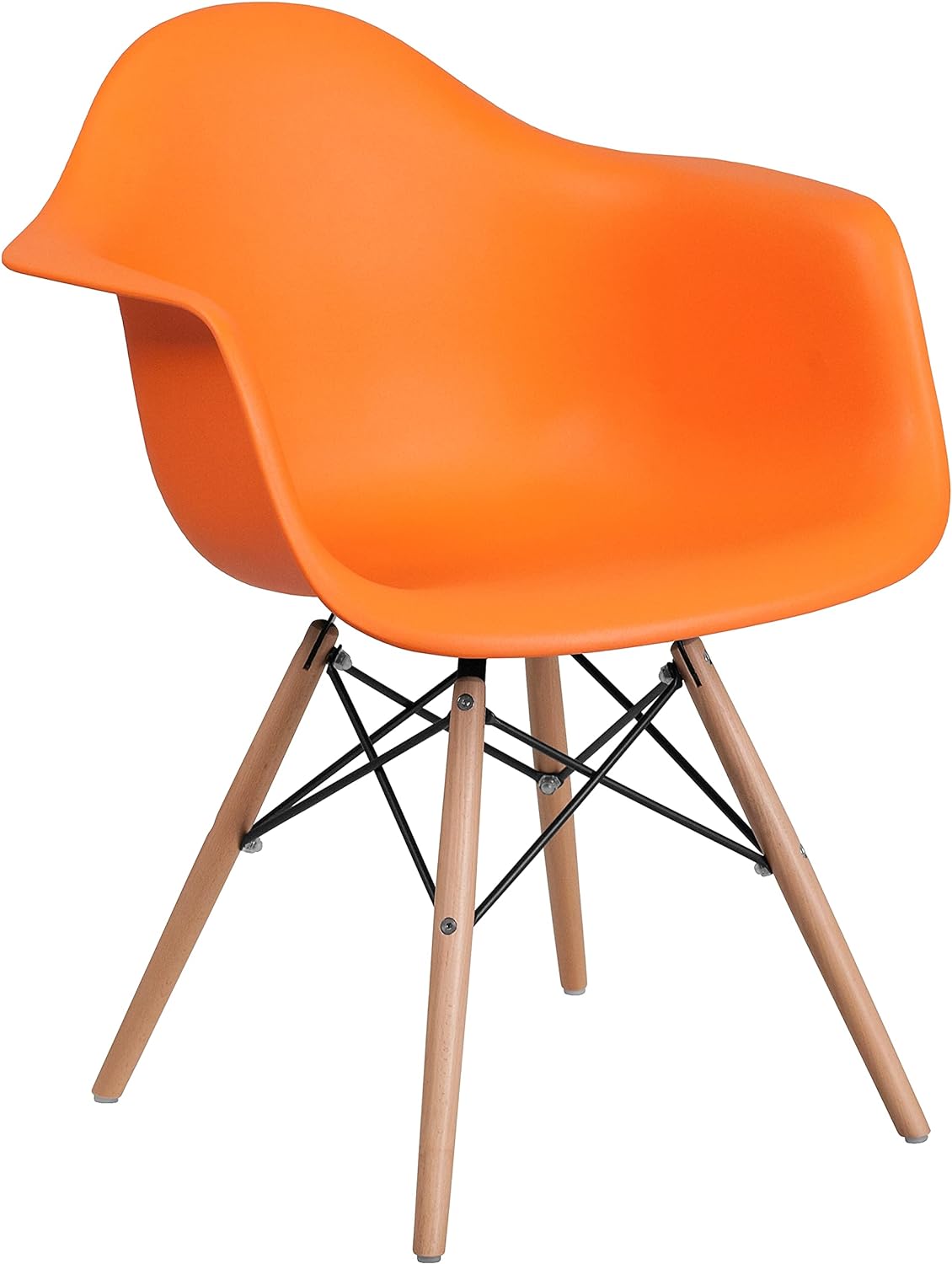 Flash Furniture Alonza Series Orange Plastic Chair with Wooden Legs