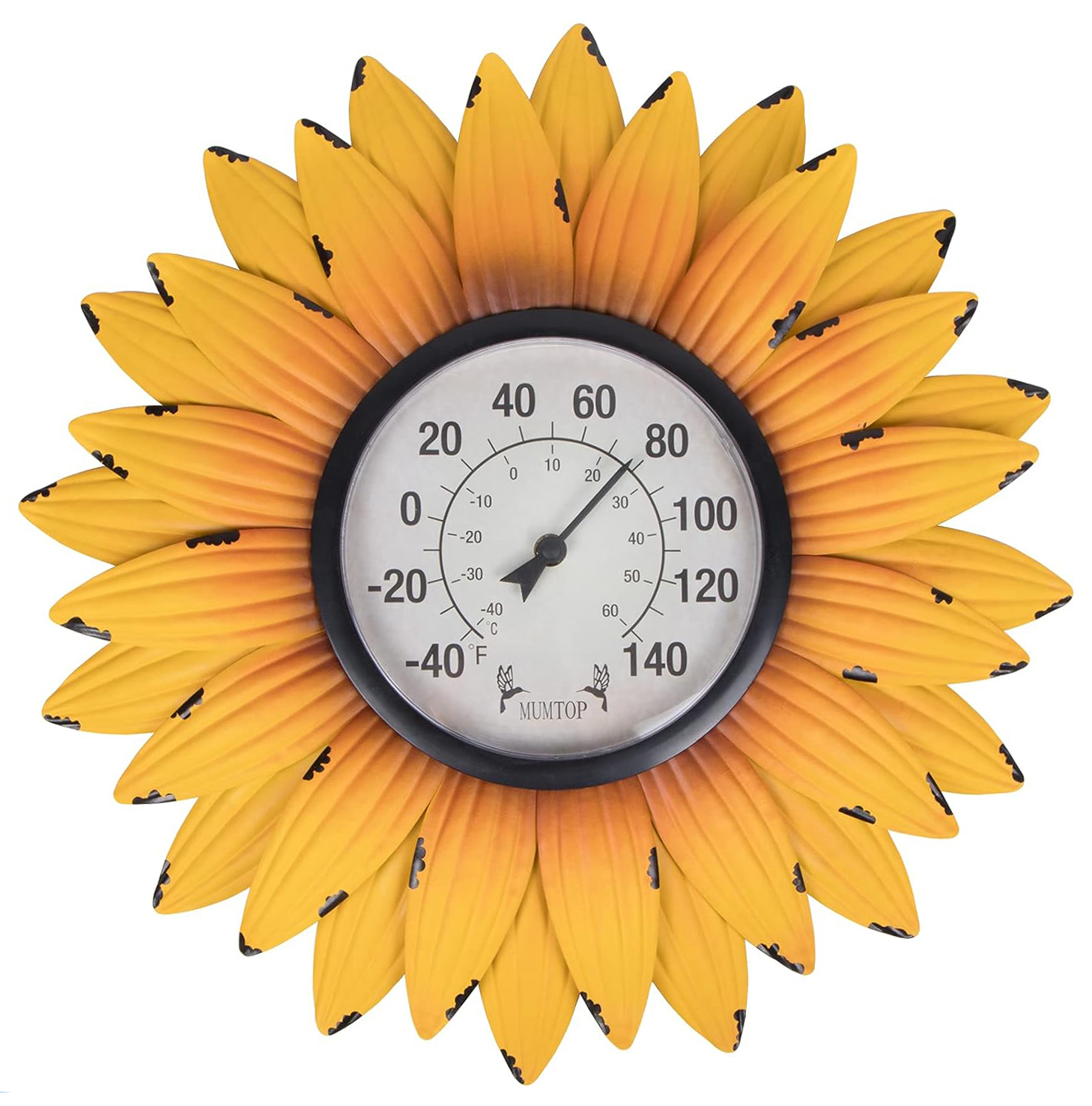 Outdoor Thermometers for Patio-Outdoor Thermometer - Patio Thermometer Wall Thermometer Sunflower Enclosure for Patio, Wall or Decorative, No Battery Required Hanging Thermometer