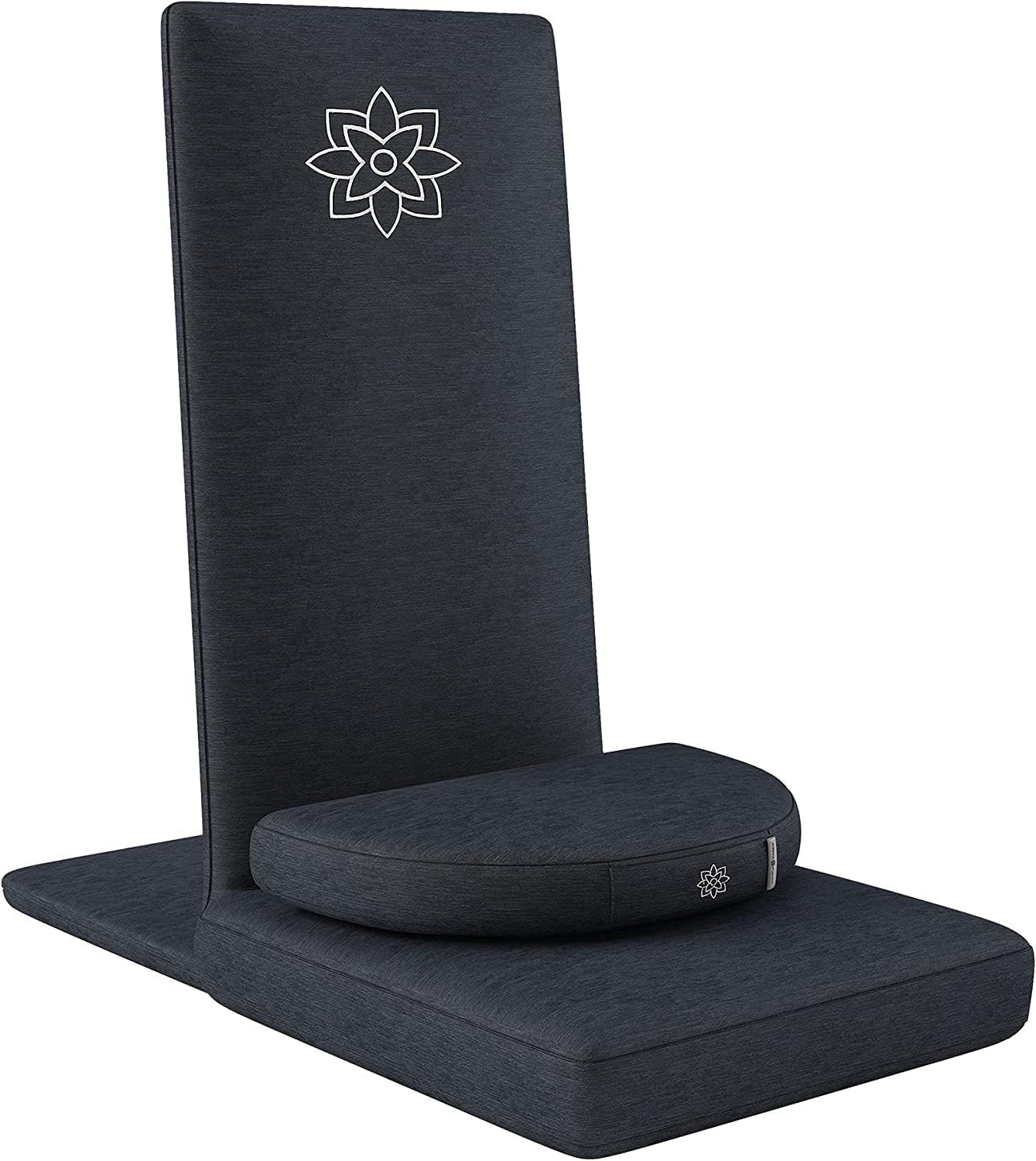 Mindful Modern Folding Pro Meditation Chair - Adjustable Meditation Seat with Back Support and Bonus Buckwheat Meditation Cushion - Comfortable Mindfulness Living Room Floor Chair