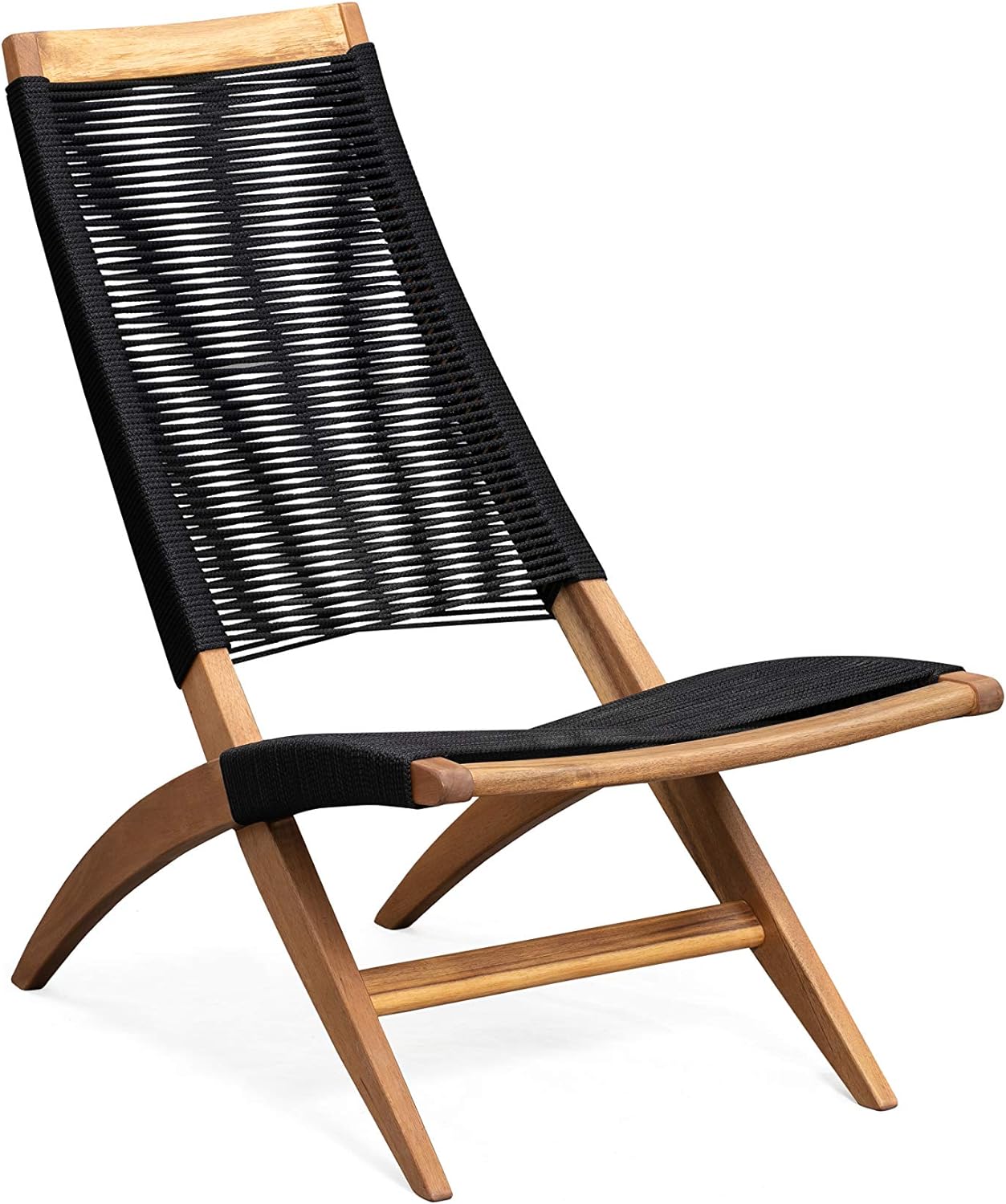 Patio Sense 63364 Lisa Modern Lounge Chair Natural Wood Finish Mid Century Modern Wooden Chair Living Room Bedroom Patio Porch Lawn Poolside Backyard Indoors & Outdoors - Acacia Wood