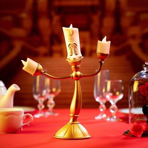 MIWYHO Beauty and The Beast Lumiere Candelabra Lamp, 12.6 inch/32cm Statue, for Wedding Table Christmas Party Home Decoration Gold