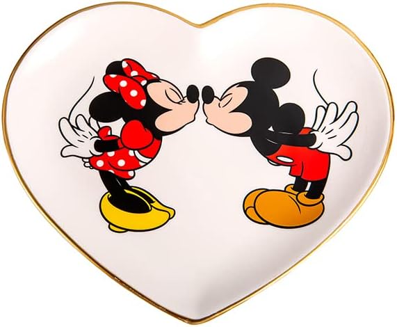 Disney Mickey Mouse and Minnie Mouse Jewelry Tray - Ceramic Trinket Dish - Minnie and Mickey Heart Ring Dish