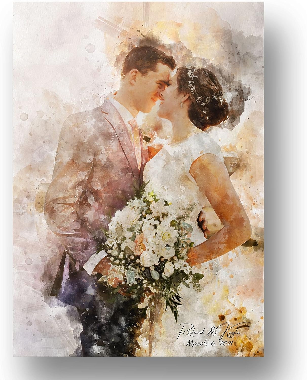 Custom Wedding Gift, Watercolor Print From Photo, Personalized Gifts, Custom Watercolor Portrait, Wedding Gift,Anniversary,Gift, Christmas Gift,Mother\\\'s Day Gift,Portrait From Photo,Gift for Him