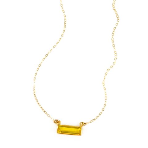 Adira Series Horizontal Gemstone Bar Necklace, Personalized with Name or Birthdate, Custom Birthstone Necklace (Citrine)