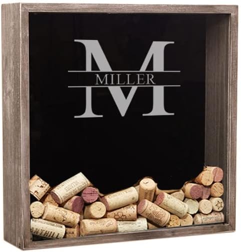 Personalized Wine Cork Shadow Box, Wine Cork Display, Wine Cork Holder, Storage, Custom Engraved, Wedding Gift, Gift for Her, Wife, Mom, Wall Mounted or Free Standing (Distressed Wood)