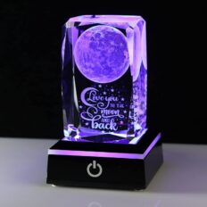 Mothers Day Gifts for Mom from Daughter, 3D Crystal Engrave I Love You to The Moon and Back Gifts with Led Colourful Light Base, Unique Funny Birthday Anniversary Valentines Gifts Her Girlfriend MOM