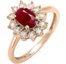 Dazzlingrock Collection Kate Middleton Diana Inspired 10K Diamond & Ruby Engagement Ring 1 1/4 CT, Rose Gold, Size 4