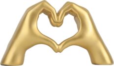DOVDOV Gold Gesture Decoration, Heart Hand Statue Room Decoration, Love Finger Sculpture Wedding Decoration for Shelf Coffee Table Office Bedroom TV Cabinet Bookshelf Small Ornament Home Decoration