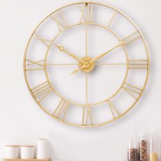 CLXEAST 30 Inch Wall Clock Gold,Large Metal Roman Numeral Wall Clock Modern, Oversized Big Gold Wall Clocks for Living Room Decor, Farmhouse, Home Office