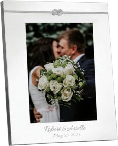 Wedgwood Vera Wang Personalized Infinity 8x10 Wedding Picture Frame, Custom Engraved Silver 8x10 Frame for Wedding, Anniversary, Bride and Groom Photos