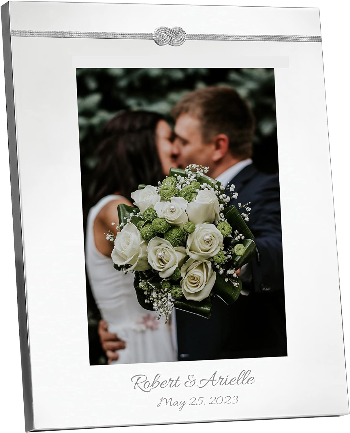Wedgwood Vera Wang Personalized Infinity 8x10 Wedding Picture Frame, Custom Engraved Silver 8x10 Frame for Wedding, Anniversary, Bride and Groom Photos