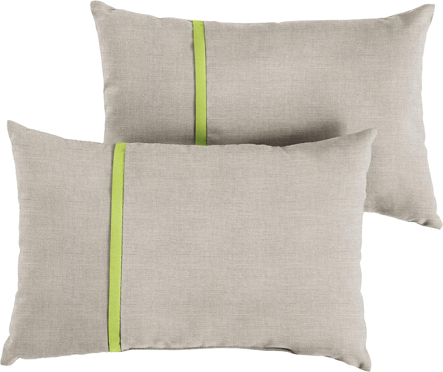 Sorra Home Indoor Outdoor Sunbrella Lumbar Pillows, Set of 2, 12 x 18, Silver Grey & Bright Green