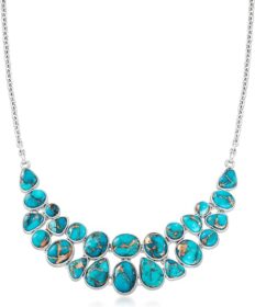 Ross-Simons Kingman Turquoise Bib Necklace in Sterling Silver. 18 inches