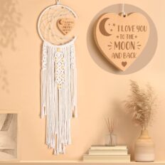 Trabuono Couples Valentines Day Gifts, Dream Catcher with Warm Heart Pendant Funny Anniversary Birthday Valentines Day Gift for Her Wife Girlfriend Women - Wedding Engagement Gift Boho Home Wall Décor