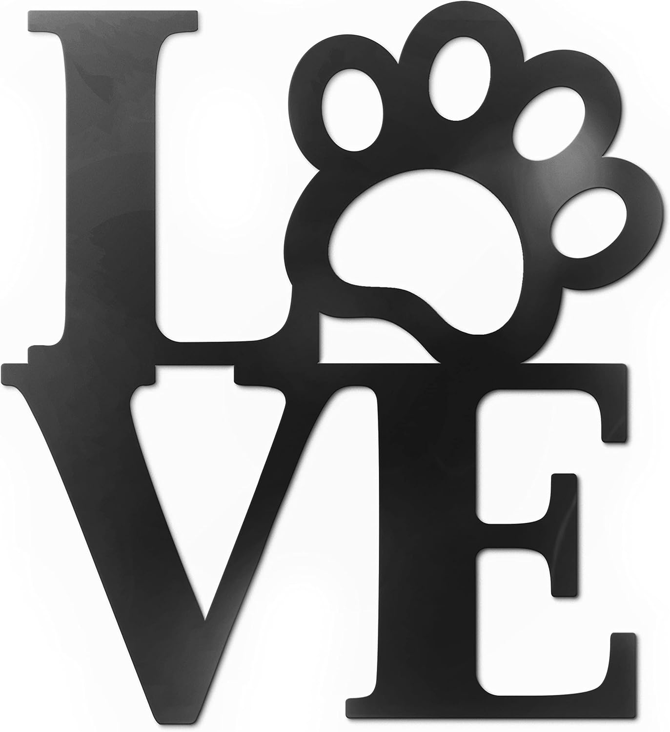 Vivegate Love with Paw Print Wall Decor Black Metal Art – 12.5”X11.5” Dog Room Accessories Decor for Dog Lovers Metal Wall Decor Love Animals Art