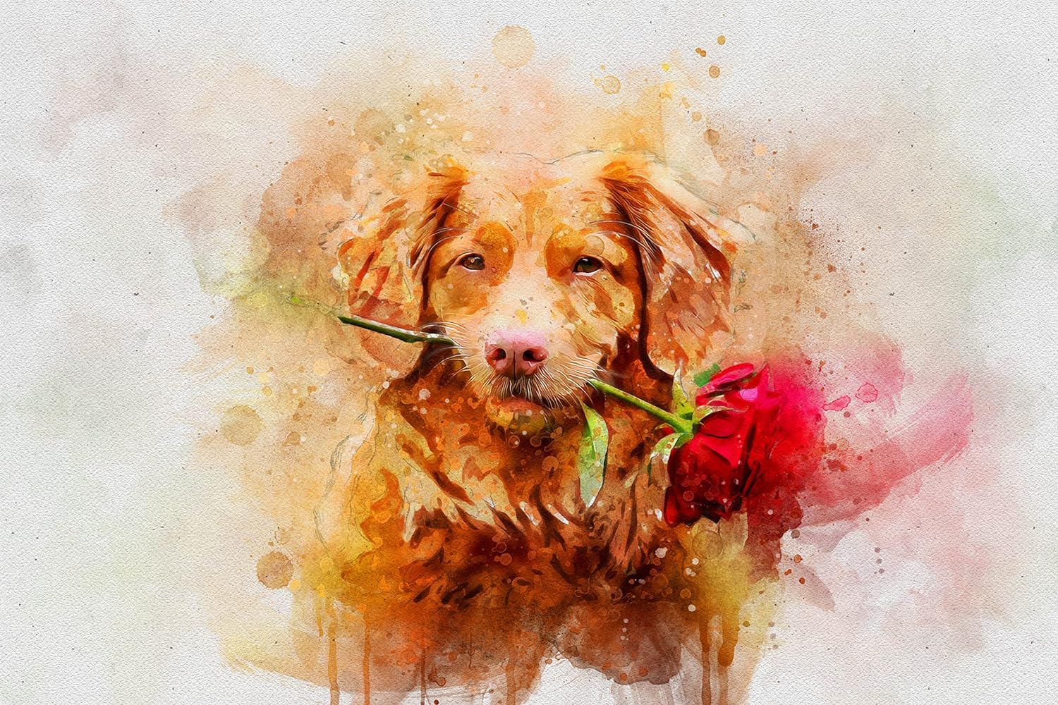 Awesometik Personalized Watercolor Dog Portrait Painting of Dog Canvas Print Dog Mom Pet Painting