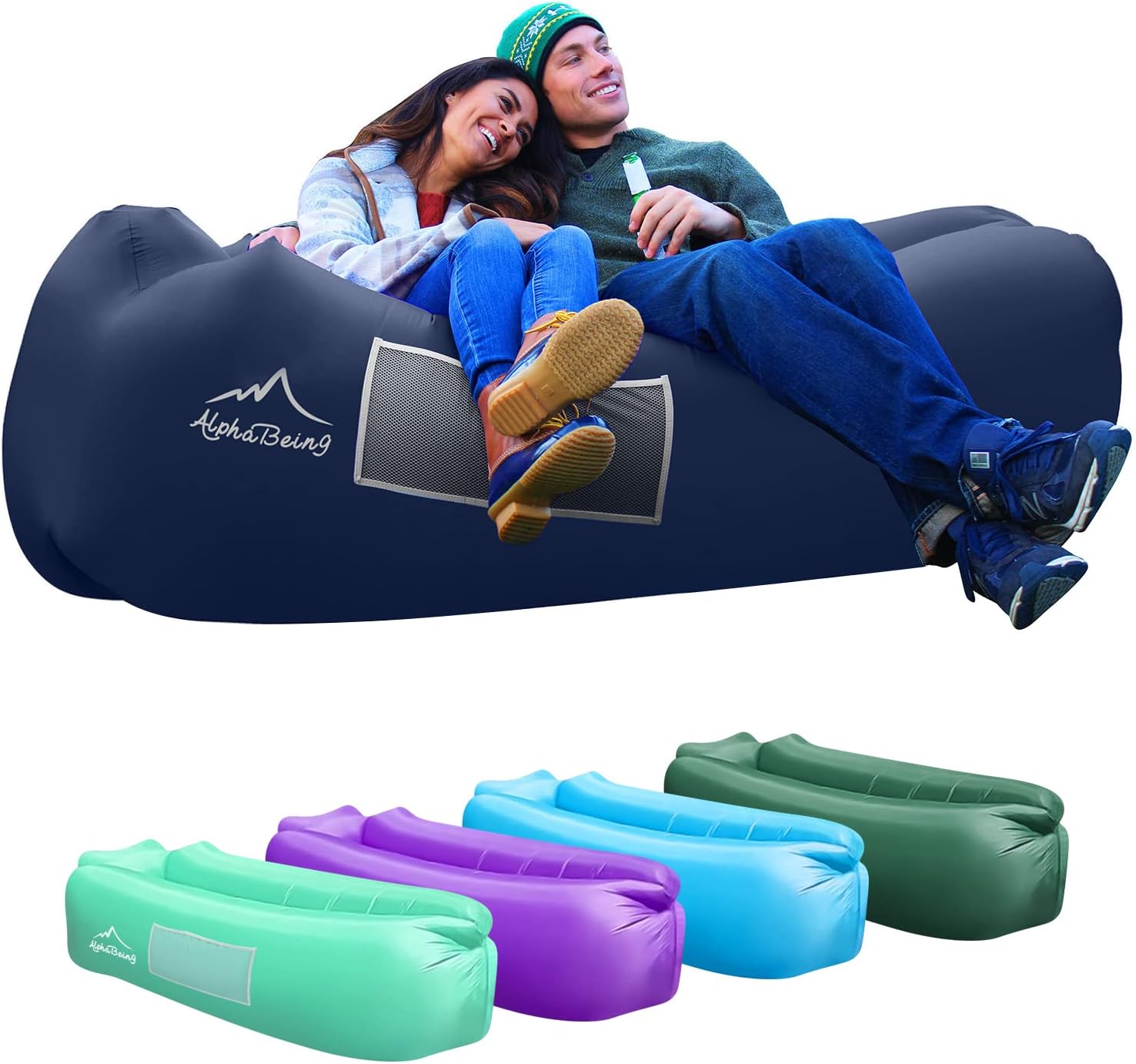 AlphaBeing Inflatable Lounger - Best Air Lounger Sofa for Camping, Hiking - Ideal Inflatable Couch for Camping and Festivals - Perfect Inflatable Beach Chair for Adults