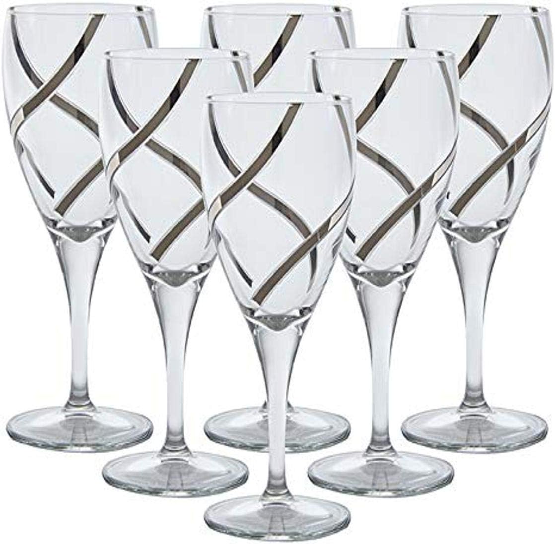 Glazze Crystal VNG-080-PL Red Wine Glasses Set | Hand-Cut with an Interwoven 24K Platinum Detailing Throughout | Stunning Stemware Designed to Perfection | Set of 6, 8.5\\\" Tall 10 oz capacity