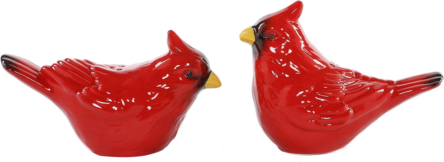 Cardinals Ceramic Salt and Pepper Shakers- Salt Shaker Pepper Shaker for Hosting- Red Salt and Pepper Shakers Set- Bird Salt Shakers for Christmas- Winter Spring Salt Pepper- Cardinals Seasonal Gift